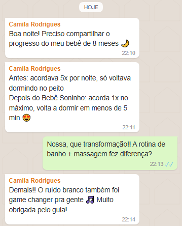 Camila conta que bebê passou de 5 para 1 despertar por noite