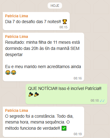 Patrícia comemora no dia 7 que filha dorme das 20h às 6h sem despertar