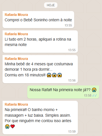 Rafaela conta que bebê de 4 meses dormiu em 18 minutos na 1ª noite